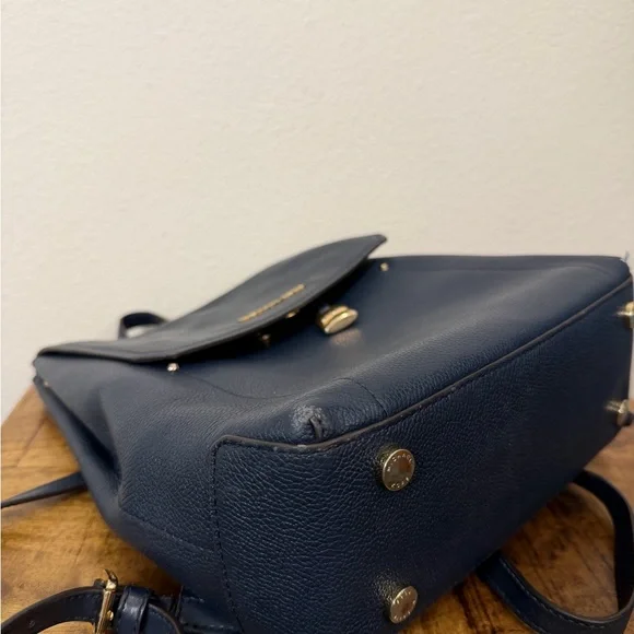 Michael Kors Dark Blue Hayes Backpack with Gold Lock - Picture 6 of 7